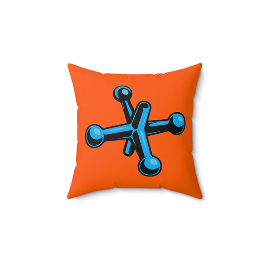 Quadratisches Kissen aus Wildlederimitat Jacks blau - orange