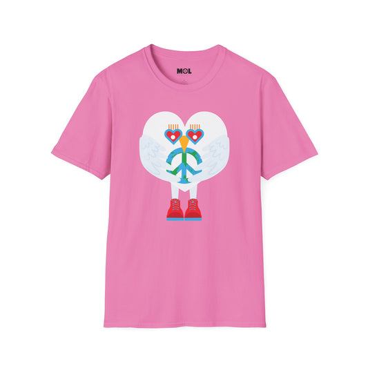 Unisex Softstyle T-Shirt „Frieden & Liebe für die Welt“