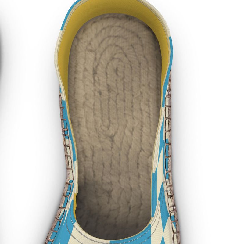 Espadrilles Kariert blau und cremeweiß