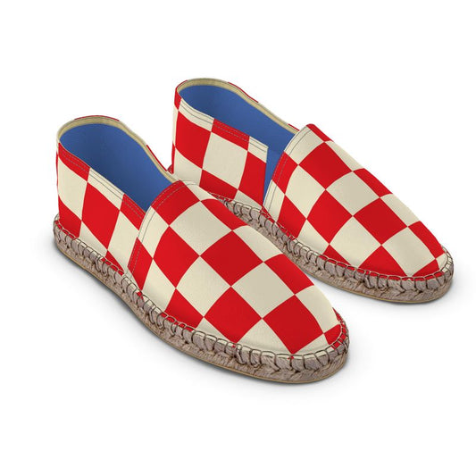 Espadrilles Kariert rot und elfenbein