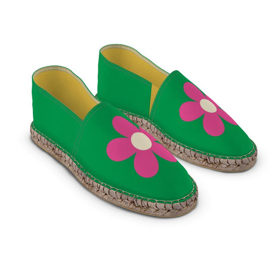 Espadrilles Blumen rosa und grün