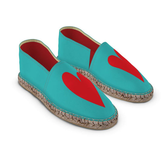 Espadrilles Herz rot und türkis