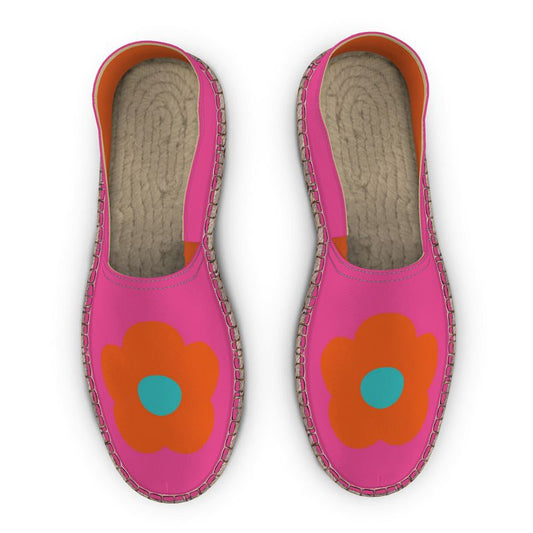 Espadrilles Fleurs orange et roses