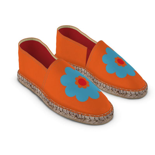 Espadrilles Blumen blau und orange