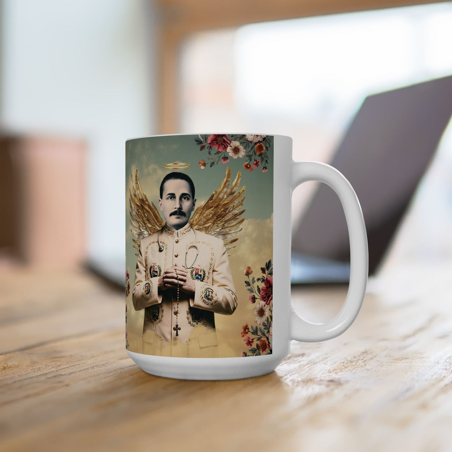Ceramic Mug, (11oz, 15oz) San José Gregorio Hernández Vintage