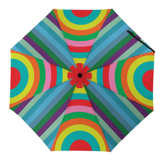 Leichter 3-fach faltbarer Regenschirm mit geometrischen Formen