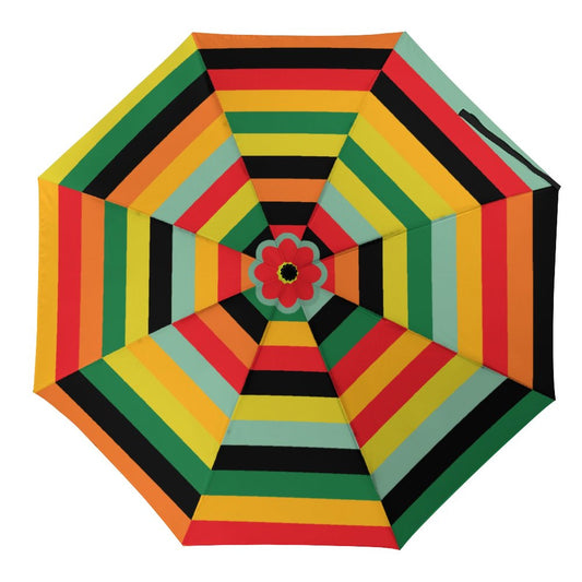 Leichter 3-fach Regenschirm Bunte Streifen