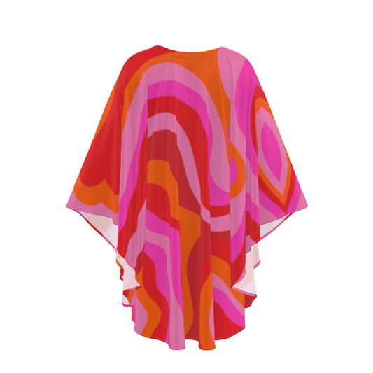 Seidenkaftan „Pop Waves“ in Pink