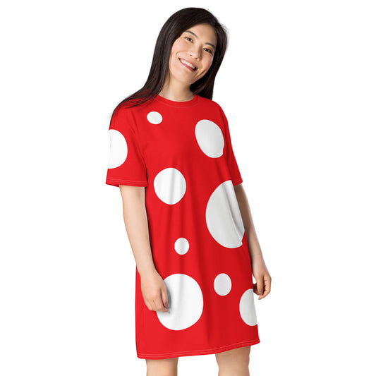 T-Shirt Kleid Rote Punkte