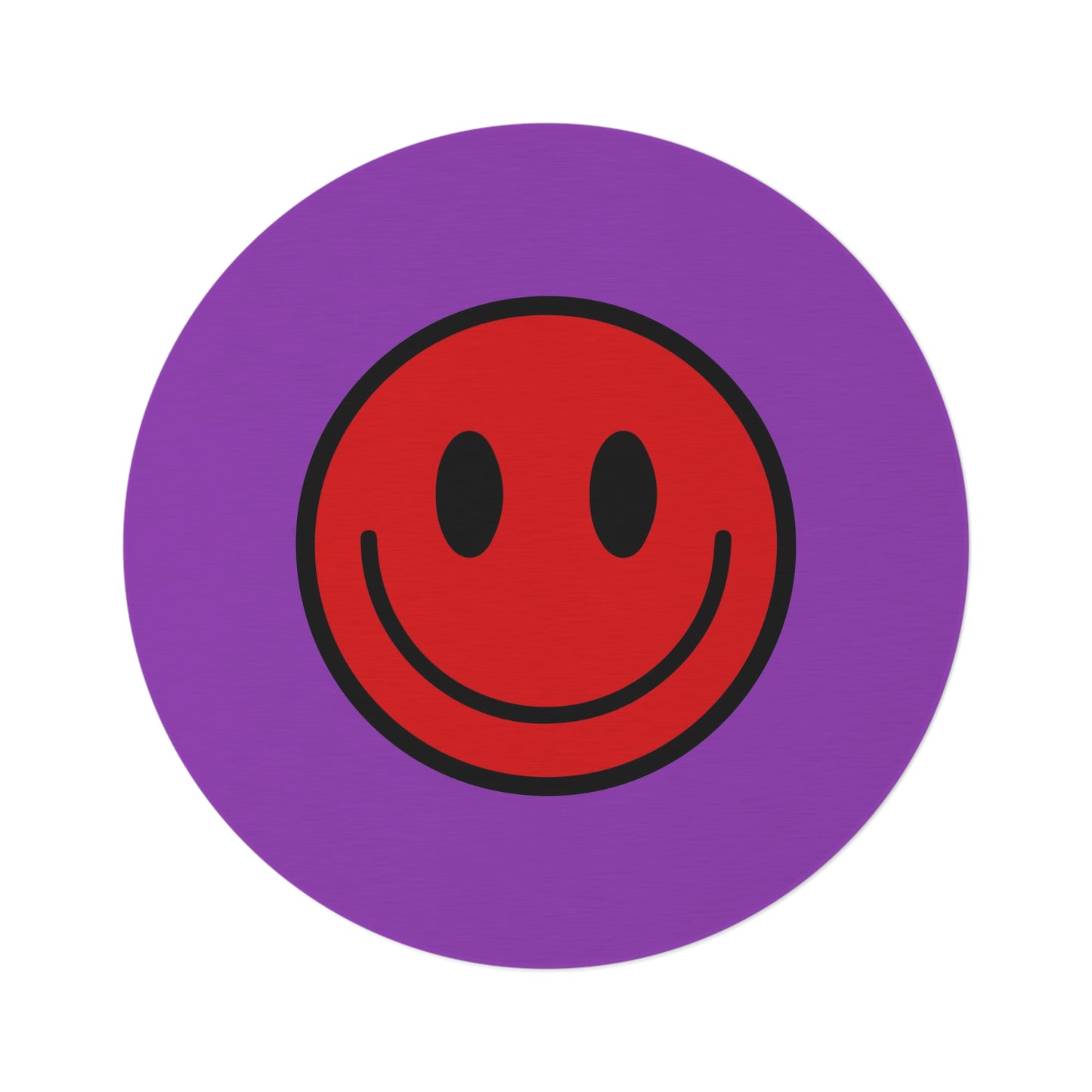 Round Rug Happy Face pattern red/purple