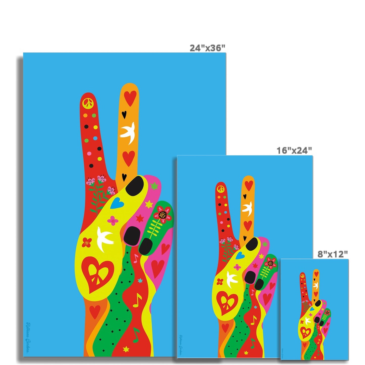 Impresión de bellas artes Giclée - Paz de la mano 