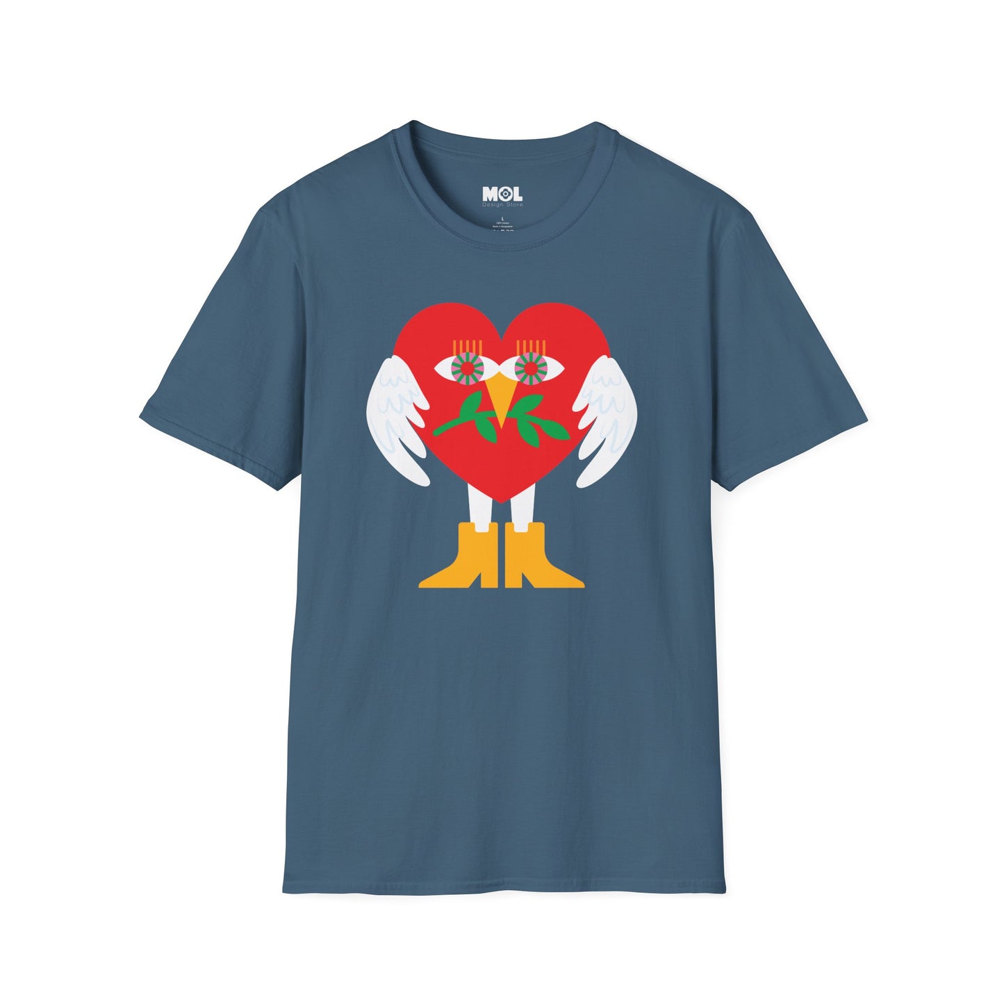 Frieden &amp; Liebe Herzliches Unisex Softstyle T-Shirt 