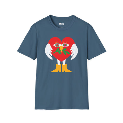 Frieden &amp; Liebe Herzliches Unisex Softstyle T-Shirt 