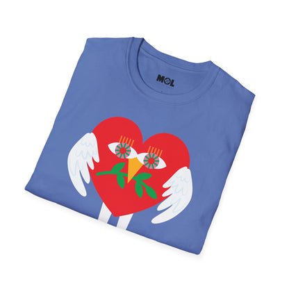 Frieden &amp; Liebe Herzliches Unisex Softstyle T-Shirt 