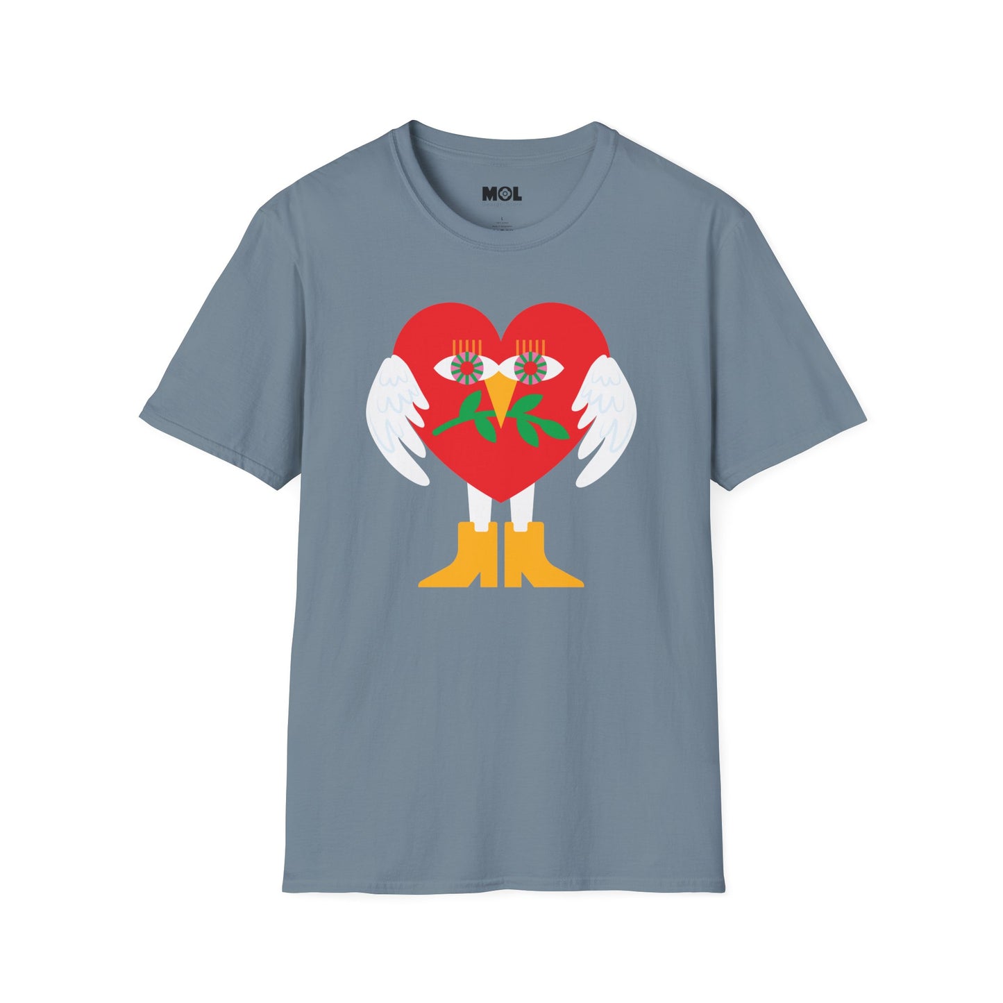 Frieden &amp; Liebe Herzliches Unisex Softstyle T-Shirt 