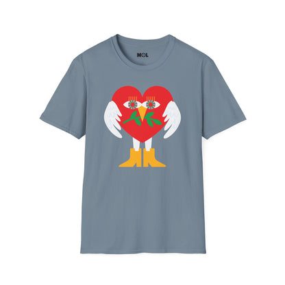 Frieden &amp; Liebe Herzliches Unisex Softstyle T-Shirt 