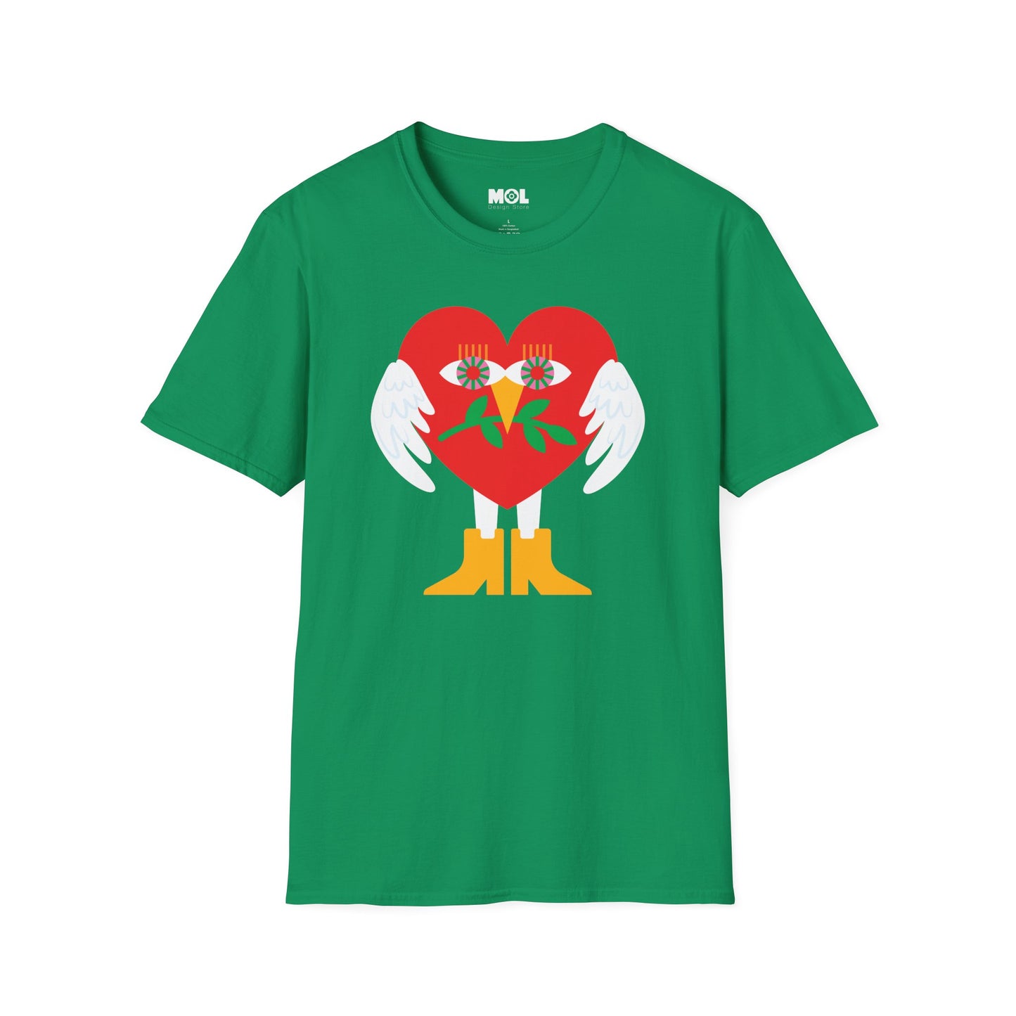 Frieden &amp; Liebe Herzliches Unisex Softstyle T-Shirt 