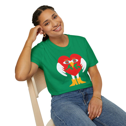 Frieden &amp; Liebe Herzliches Unisex Softstyle T-Shirt 