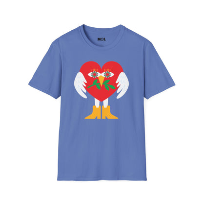 Frieden &amp; Liebe Herzliches Unisex Softstyle T-Shirt 