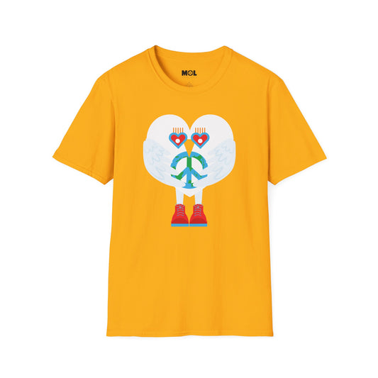 Unisex Softstyle T-Shirt „Frieden &amp; Liebe für die Welt“