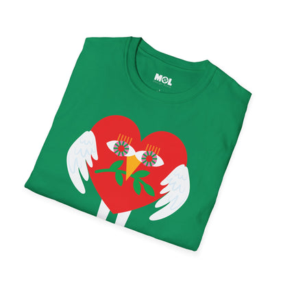 Frieden &amp; Liebe Herzliches Unisex Softstyle T-Shirt 