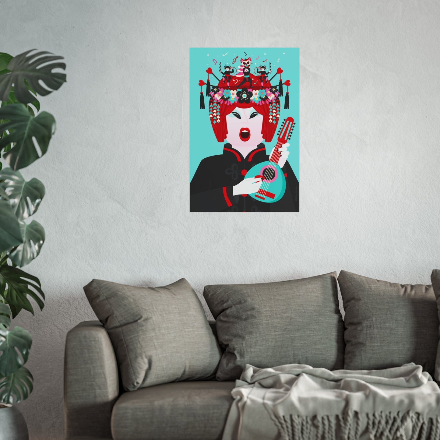 Giclée Fine Art Print  - Beijing Opera Art - The Mandolin Player