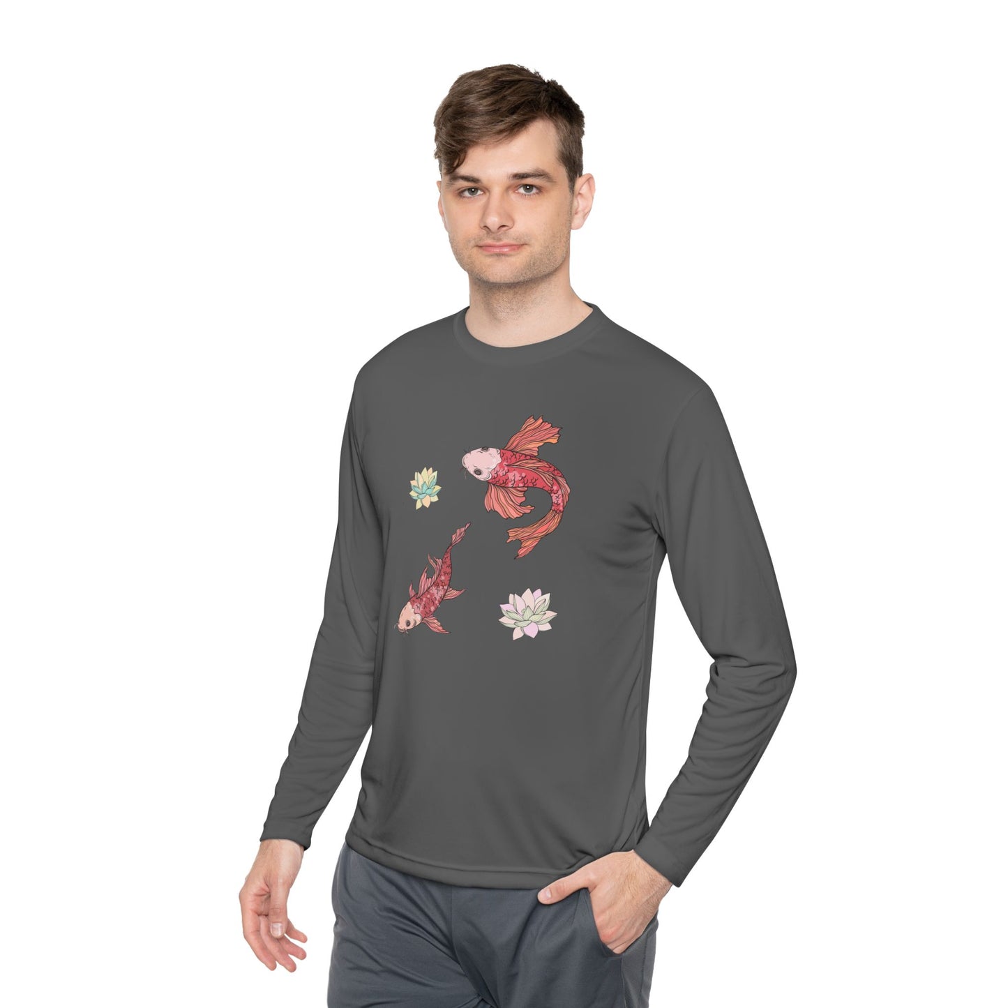 Unisex Lightweight Long Sleeve Tee Vplants - Koi