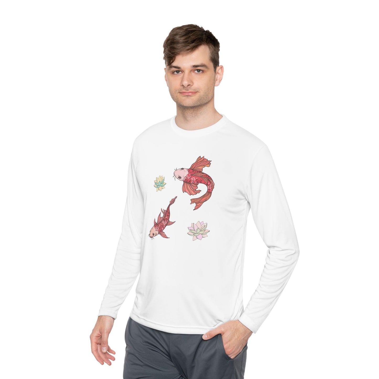 Unisex Lightweight Long Sleeve Tee Vplants - Koi