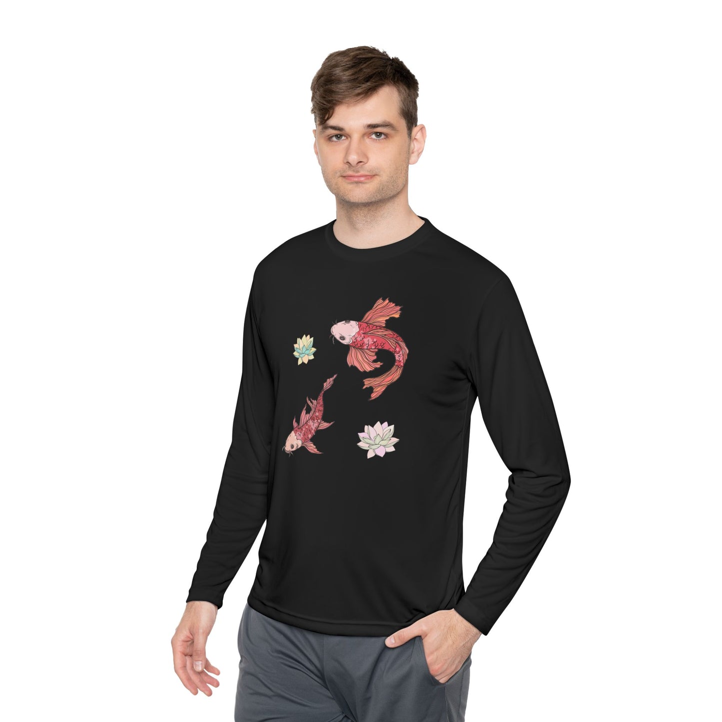 Unisex Lightweight Long Sleeve Tee Vplants - Koi