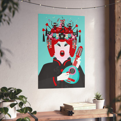 Giclée Fine Art Print  - Beijing Opera Art - The Mandolin Player
