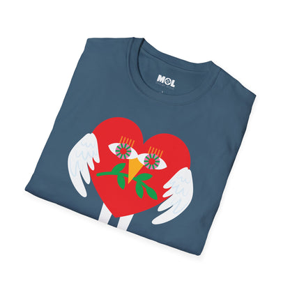 Frieden &amp; Liebe Herzliches Unisex Softstyle T-Shirt 