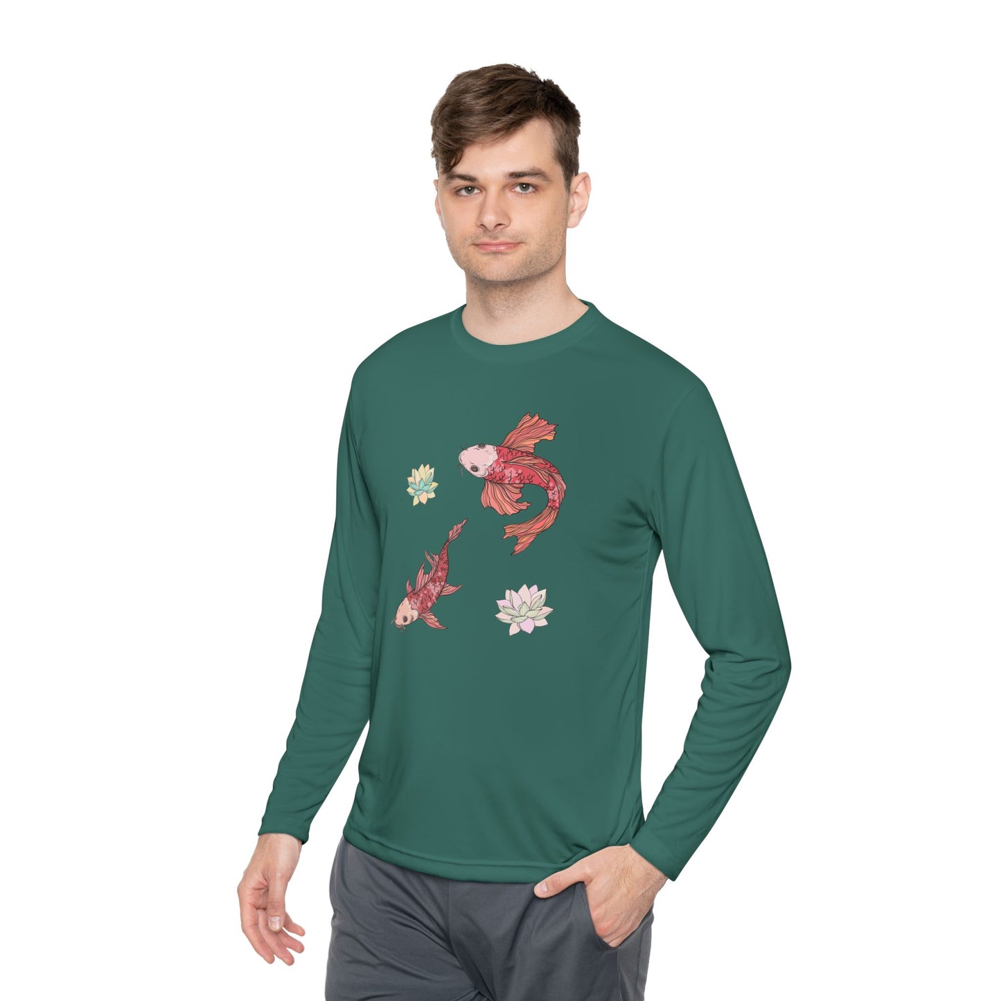 Unisex Lightweight Long Sleeve Tee Vplants - Koi