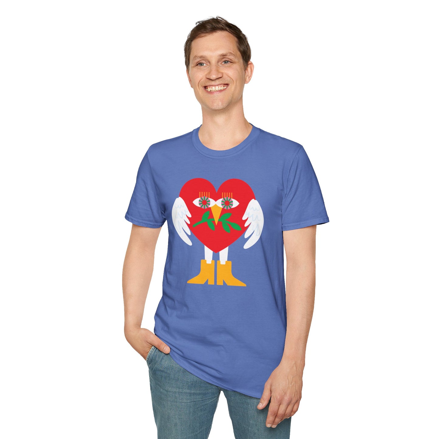 Frieden &amp; Liebe Herzliches Unisex Softstyle T-Shirt 