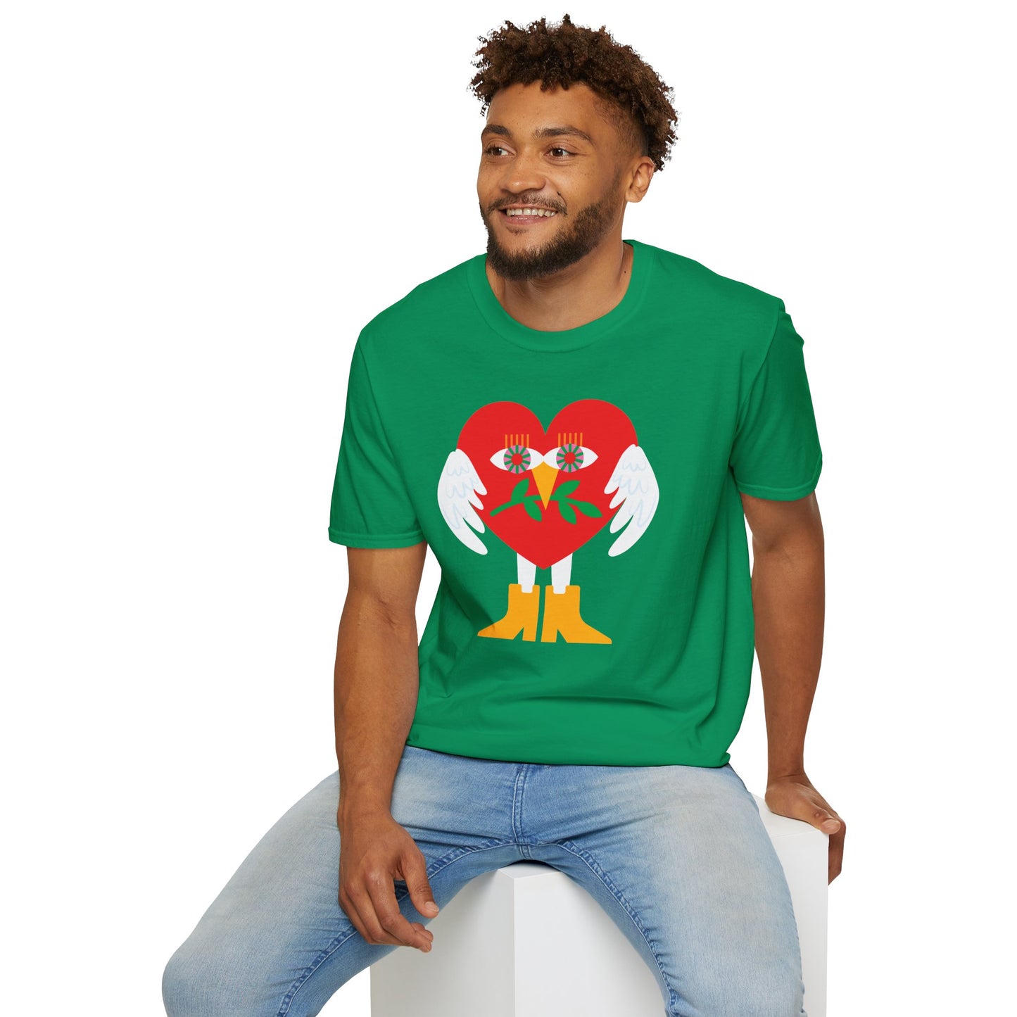 Frieden &amp; Liebe Herzliches Unisex Softstyle T-Shirt 