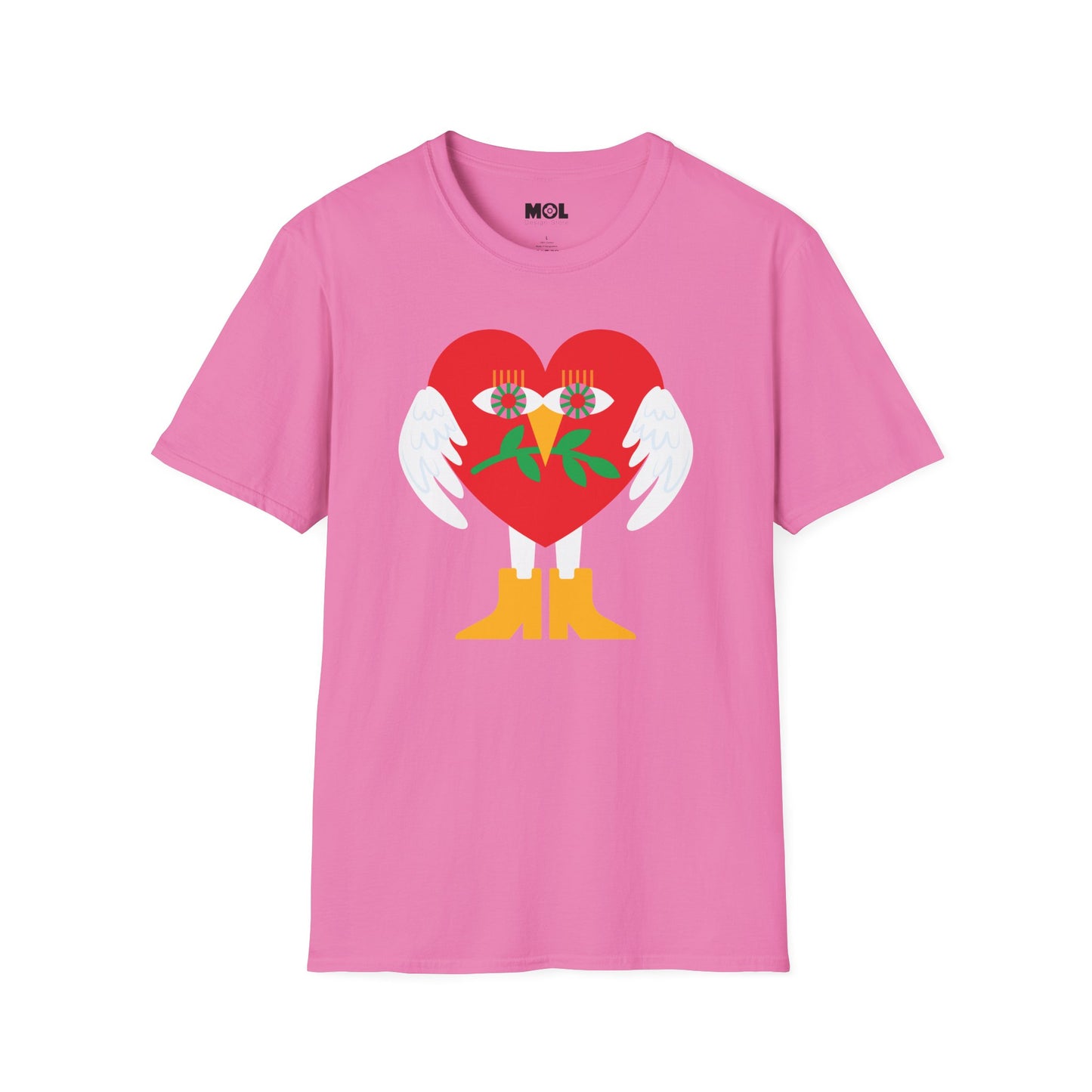 Frieden &amp; Liebe Herzliches Unisex Softstyle T-Shirt 