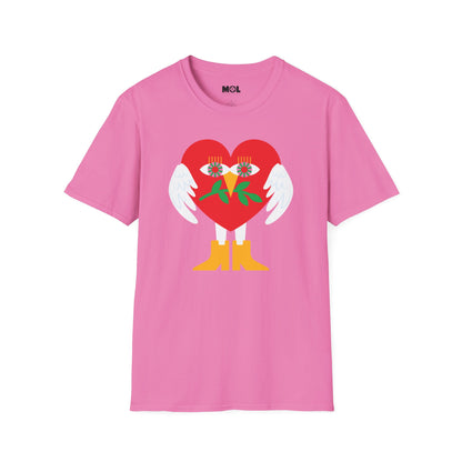 Frieden &amp; Liebe Herzliches Unisex Softstyle T-Shirt 