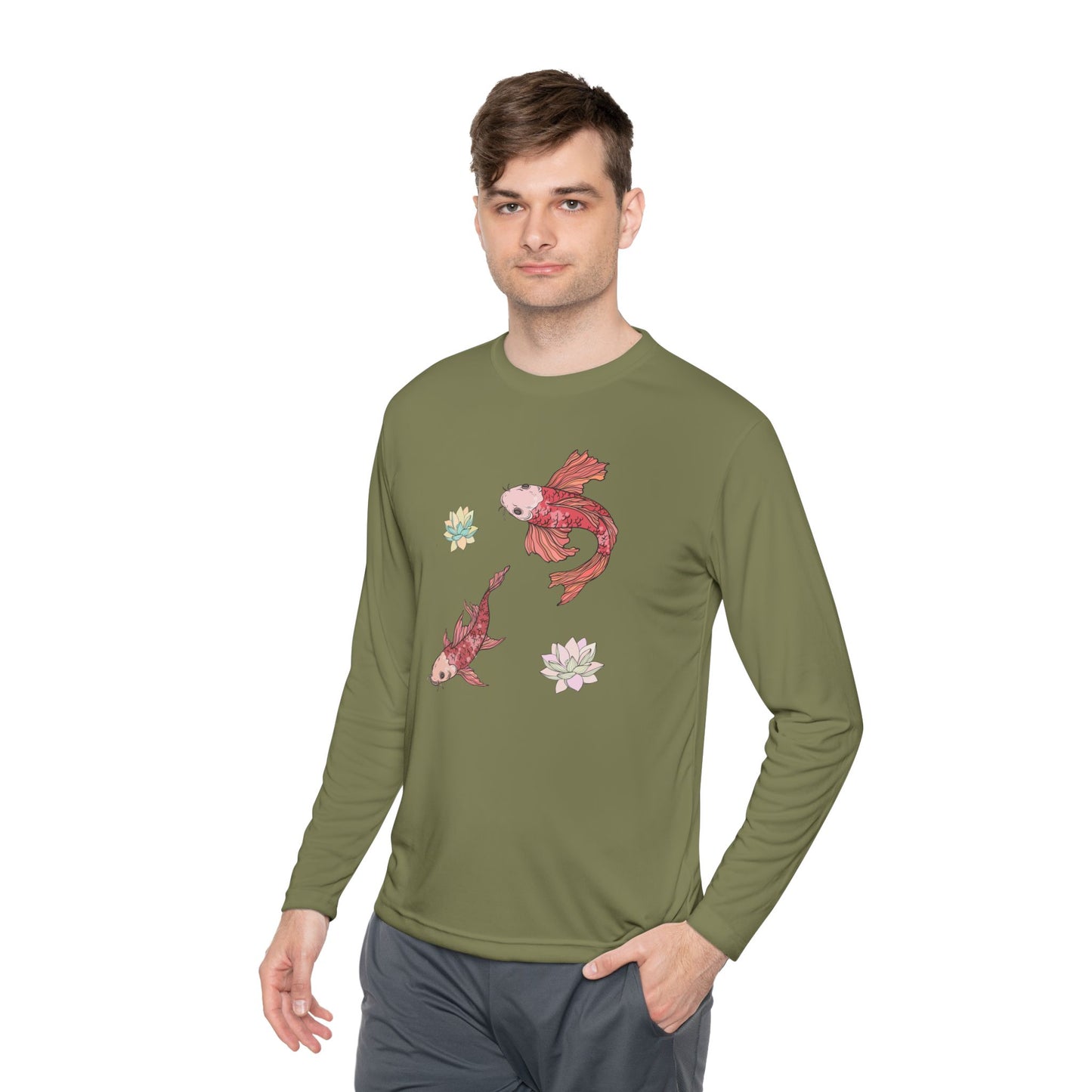 Unisex Lightweight Long Sleeve Tee Vplants - Koi