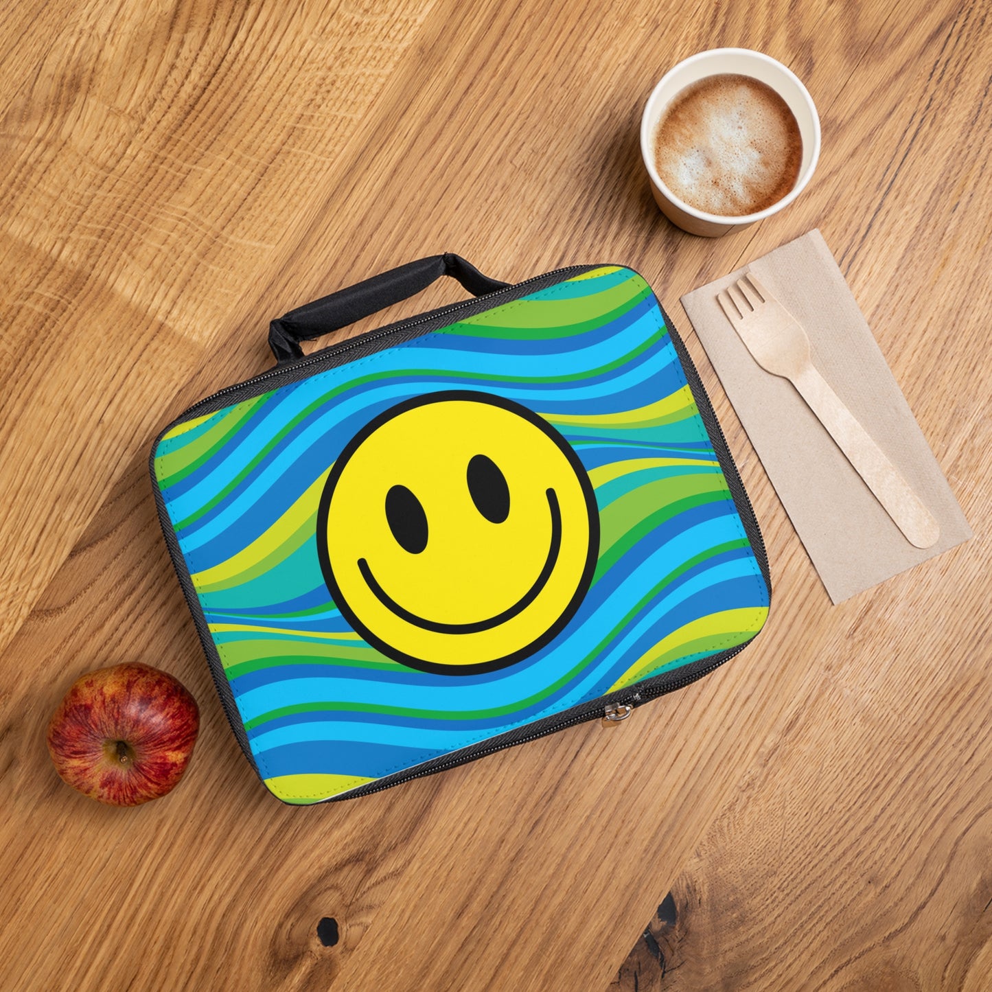 Lunch Bag Blue Happy Face