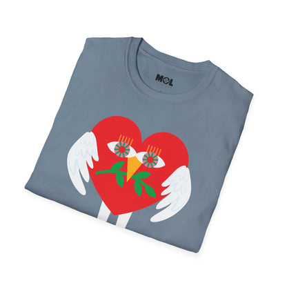 Frieden &amp; Liebe Herzliches Unisex Softstyle T-Shirt 