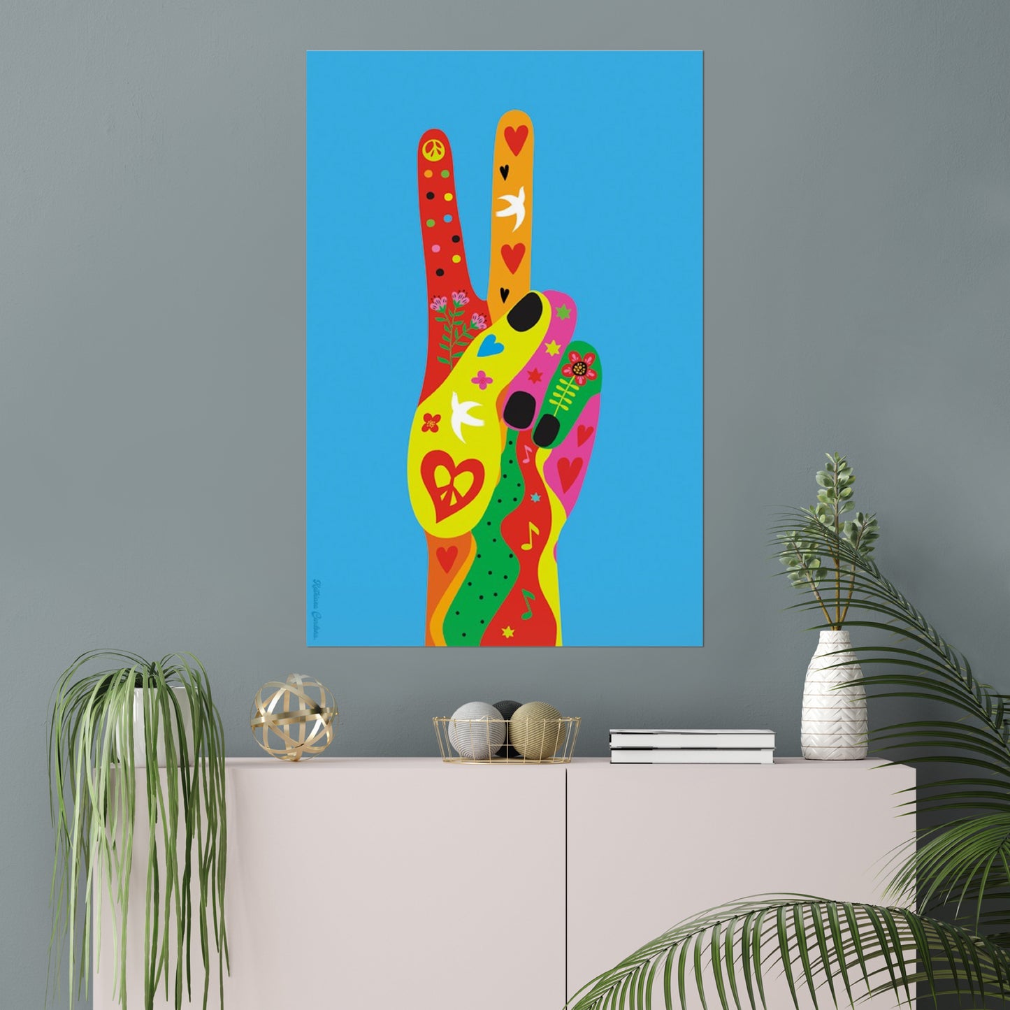 Impresión de bellas artes Giclée - Paz de la mano 
