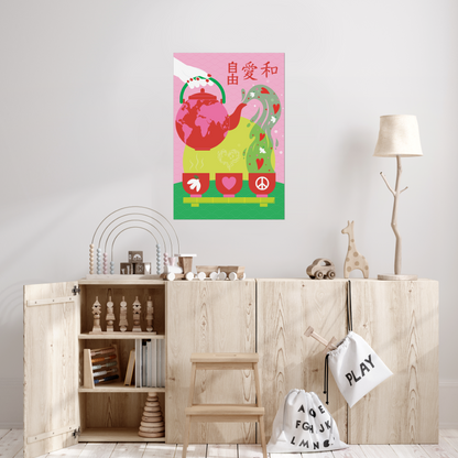 Giclée Fine Art Print  - The Freedom, Love and Peace Chinese Tea to the World