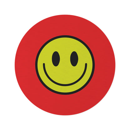 Round Rug Happy Face pattern pistachio/red