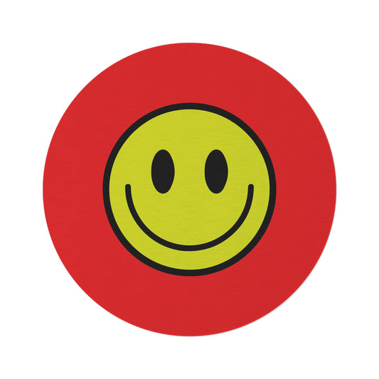 Round Rug Happy Face pattern pistachio/red