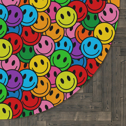 Round Rug Happy Face pattern colorful