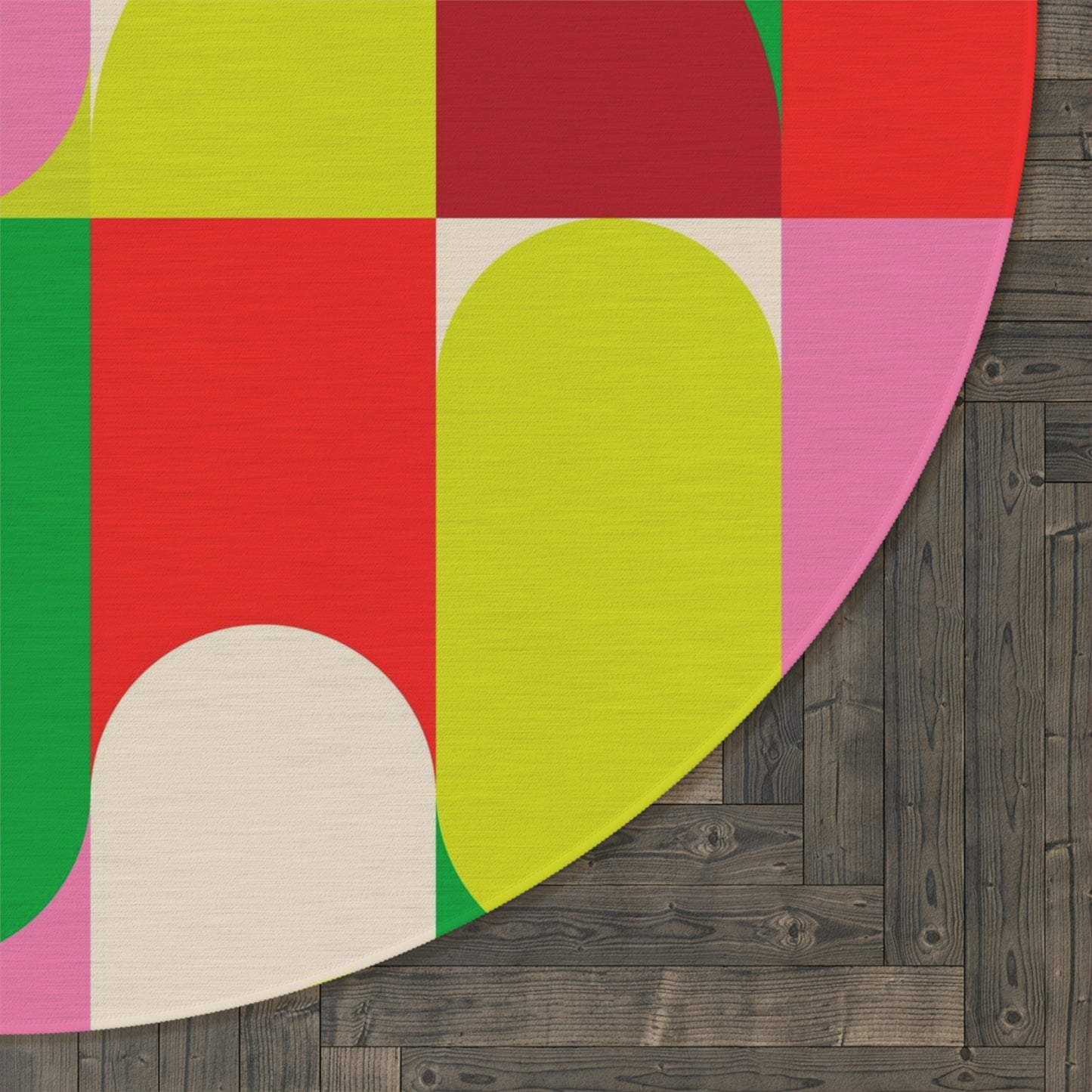 Round Rug Geometrics rainbow