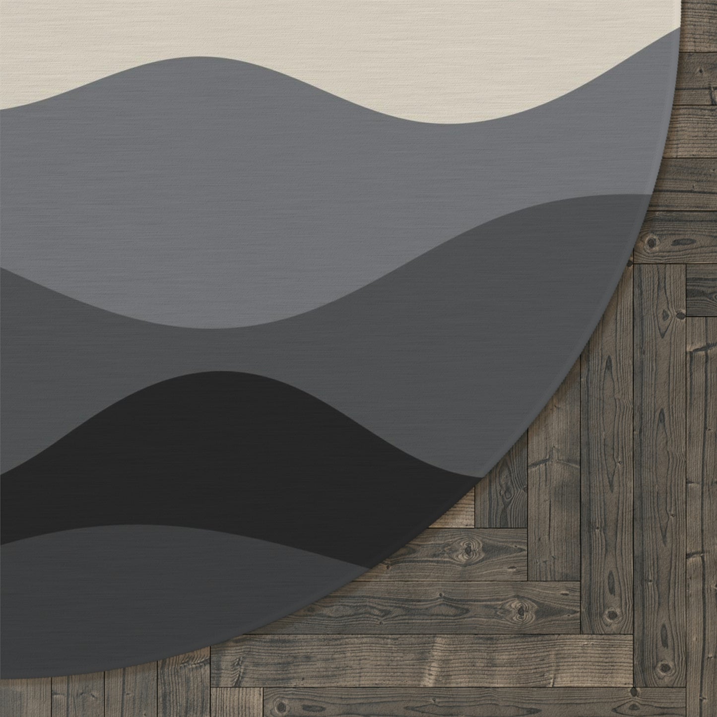Round Rug Waves grey