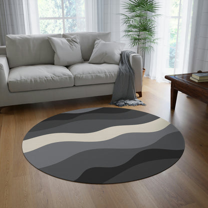 Round Rug Waves grey