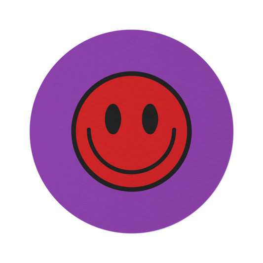 Round Rug Happy Face pattern red/purple
