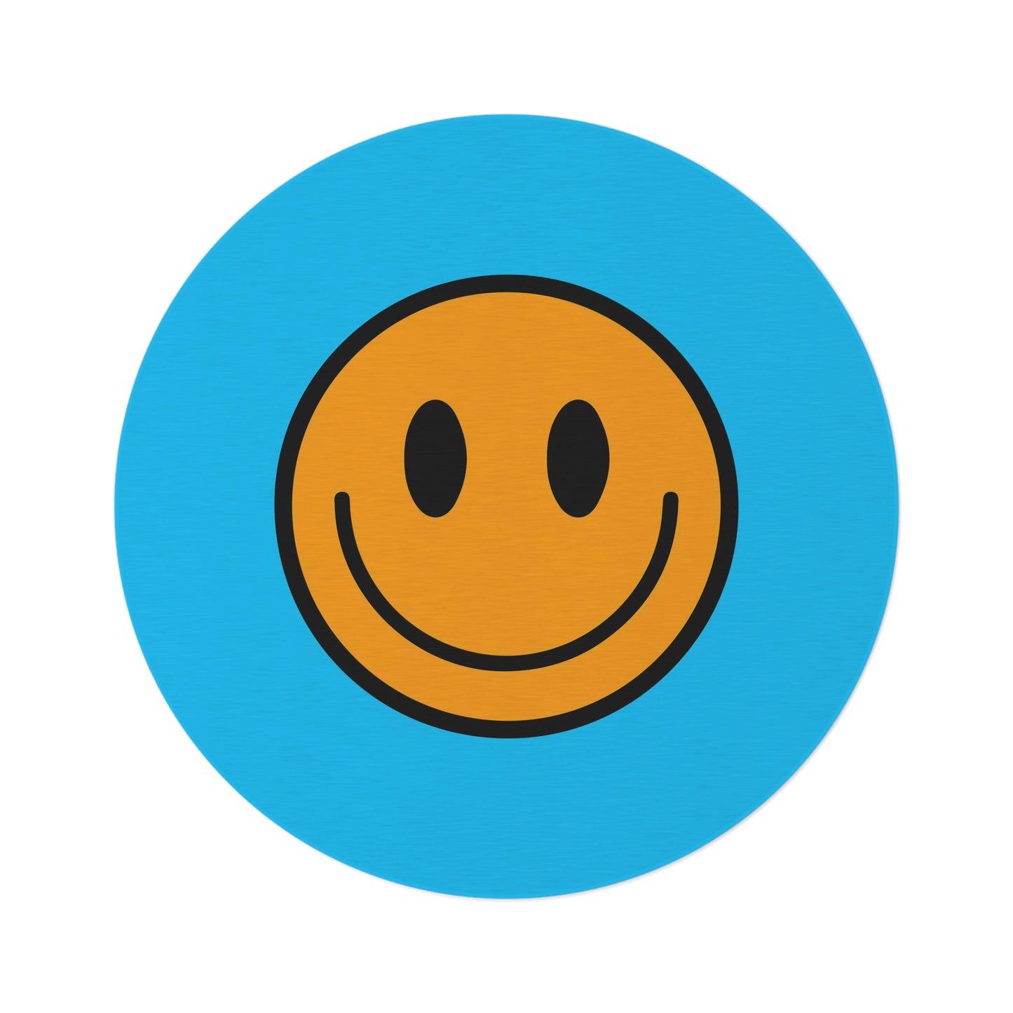 Round Rug Happy Face pattern ocher/blue