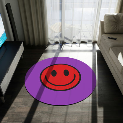 Round Rug Happy Face pattern red/purple